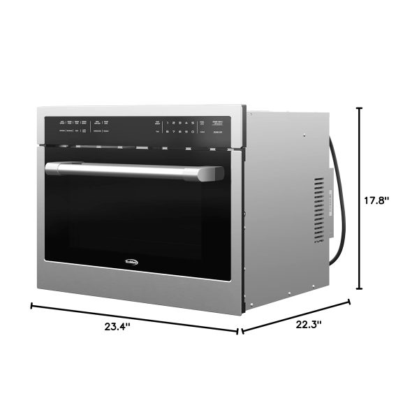 KoolMore 24 Inch Built-in Convection Oven and Microwave Combination with Broil, Soft Close Door, 1000 Watt Power, Stainless Steel Finish, Touch Control LCD Display (KM-CWO24-SS)